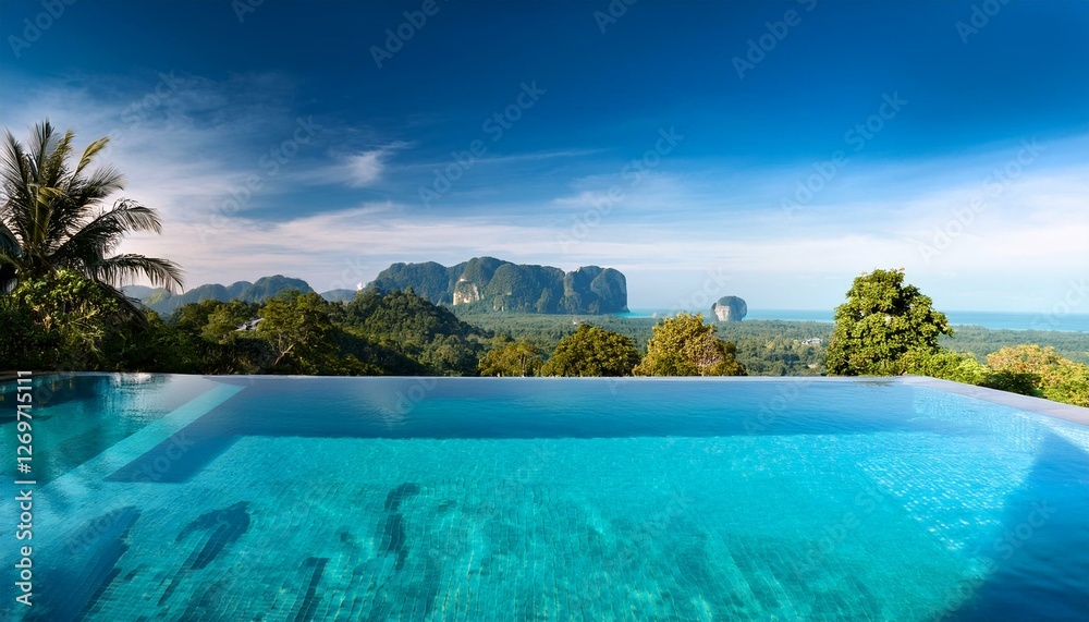 Fototapeta premium infinity pool at rayavadee resort krabi thailand