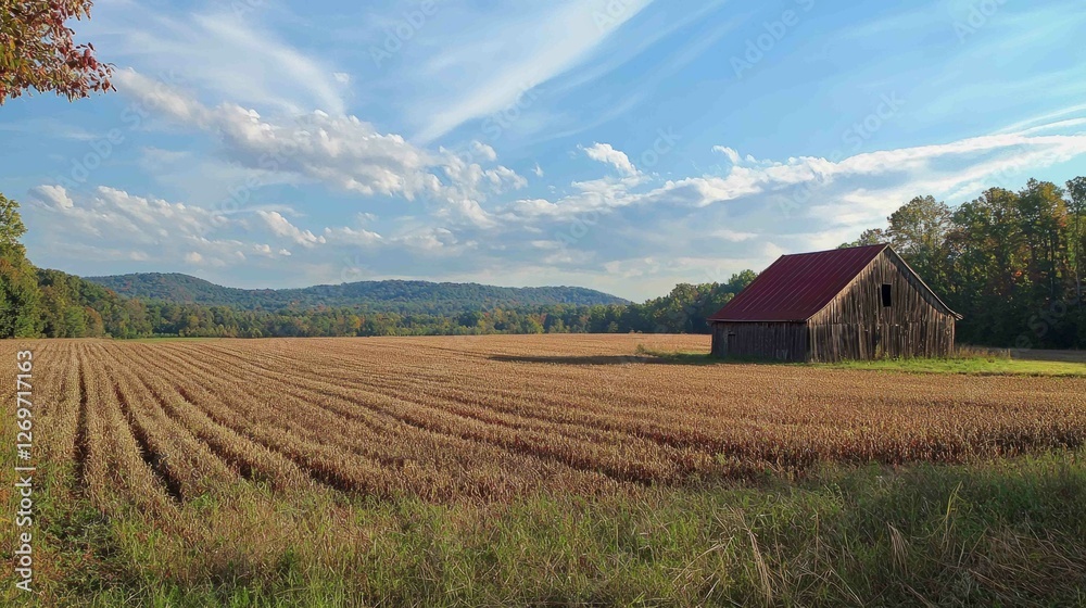 Rustic Farm Landscape with Bean Field and Rolling Hills Rustic Farm Landscape with Bean Field and Rolling Hills