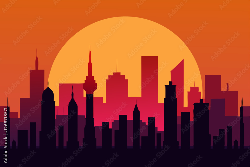 Fototapeta premium chicago skyline at sunset