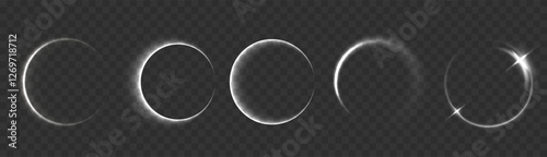 Light white circle. Ring light effect of white line. Abstract white light vector flare semicircle and spark light effect.