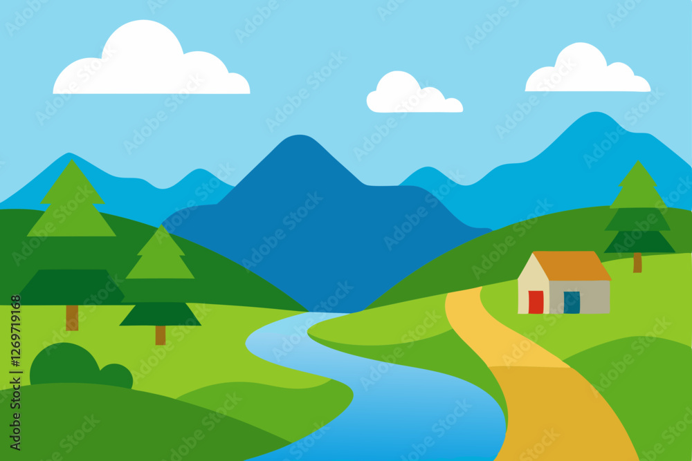 Obraz premium landscape with mountains and clouds