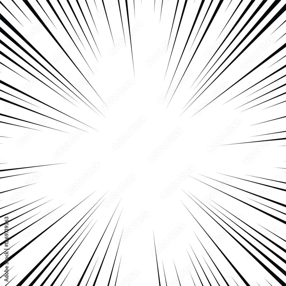 Naklejka premium Anime radial black speed line frame background. vector eps10