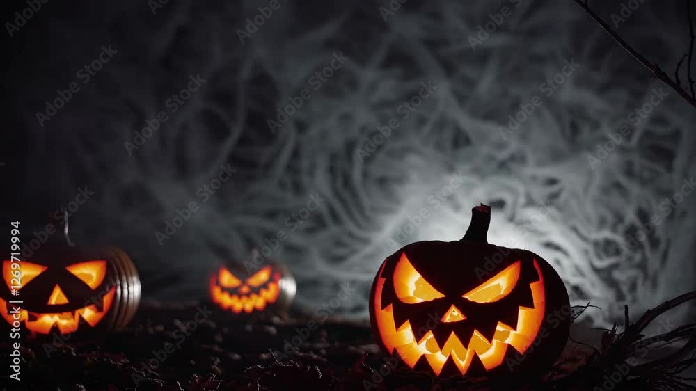 halloween pumpkin night scary animation looping video animated background