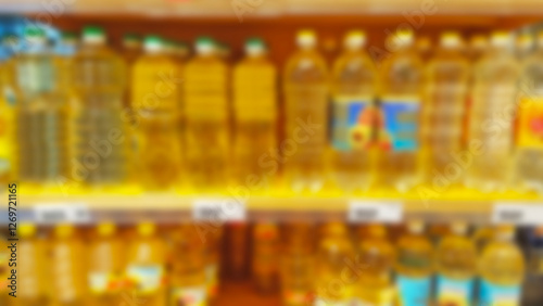 Wallpaper Mural Abstract blur image of supermarket background. Retail industry. Defocused shelves with food, canola and sunflower oil. Grocery store. Discount price. Aisle. Super market. Mart. Price. Inflation. Torontodigital.ca