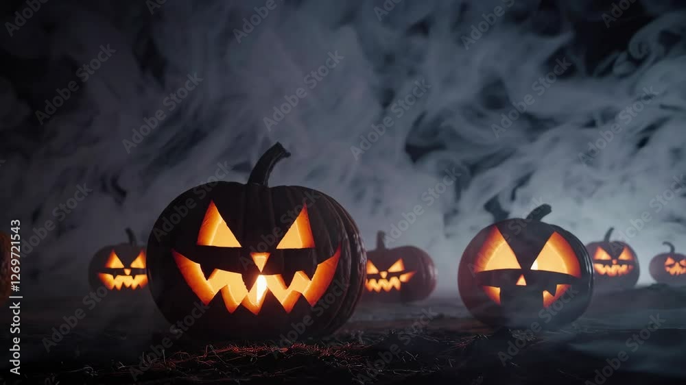 halloween pumpkin night scary animation looping video animated background