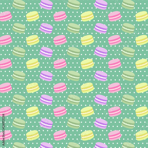 Seamless pattern with macaroon, vector illustration, eps 10