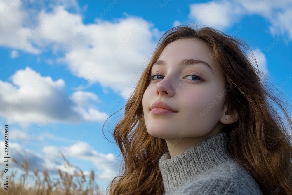 Bright blue sky with fluffy white clouds on a sunny day Bright blue sky with fluffy white clouds on a sunny day