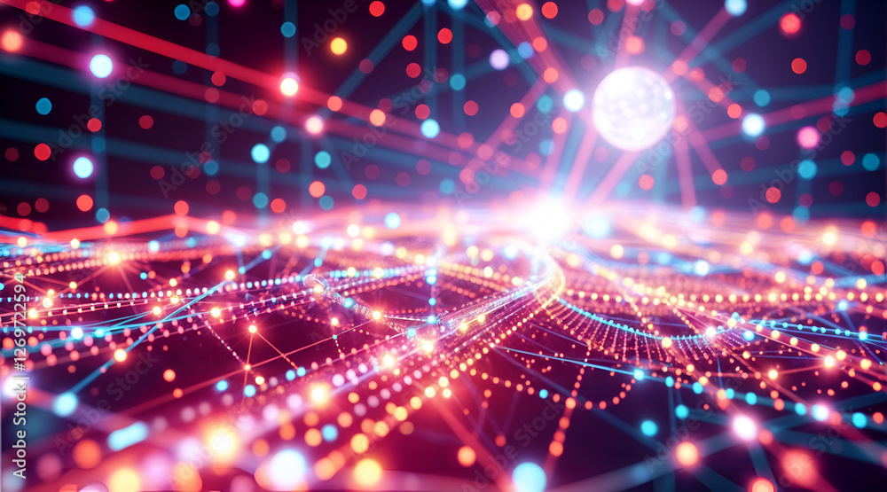 Fototapeta premium Abstract Network of Glowing Lines and Nodes