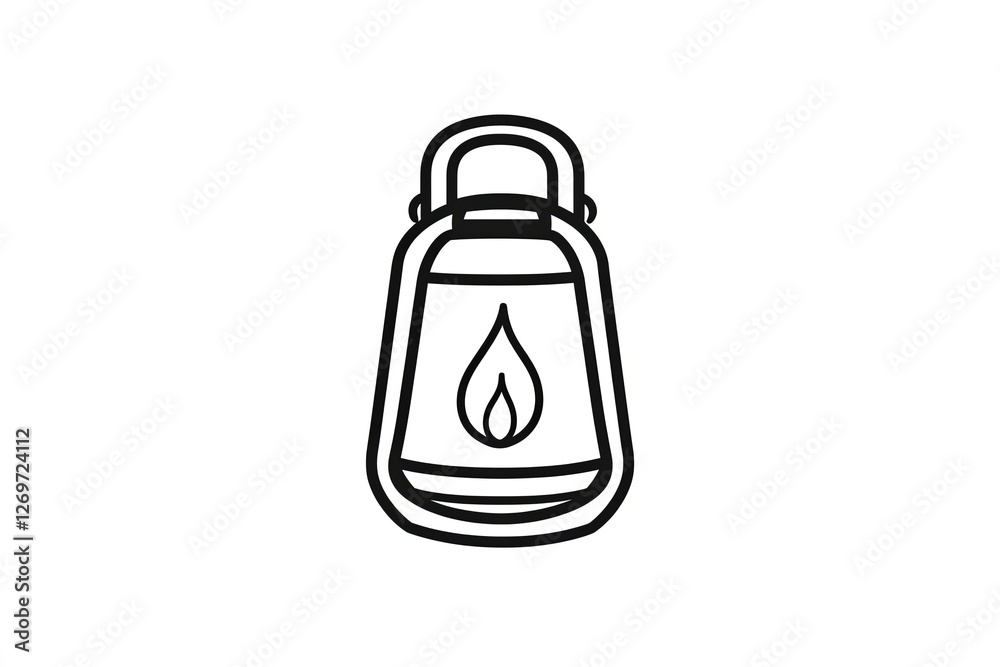 Outline of a lantern with a small flame inside. Outline of a lantern with a small flame inside.