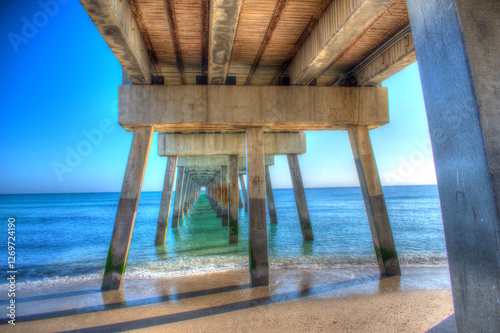Under The Boardwalk at Juno Beach Pier, Near Jupiter Florida.