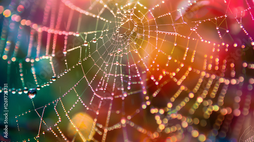 spider web with dew drops