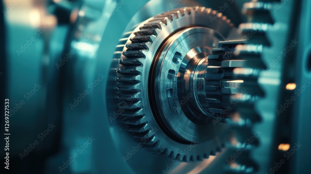 Closeup of Intermeshed Metal Gears in Machinery Closeup of Intermeshed Metal Gears in Machinery