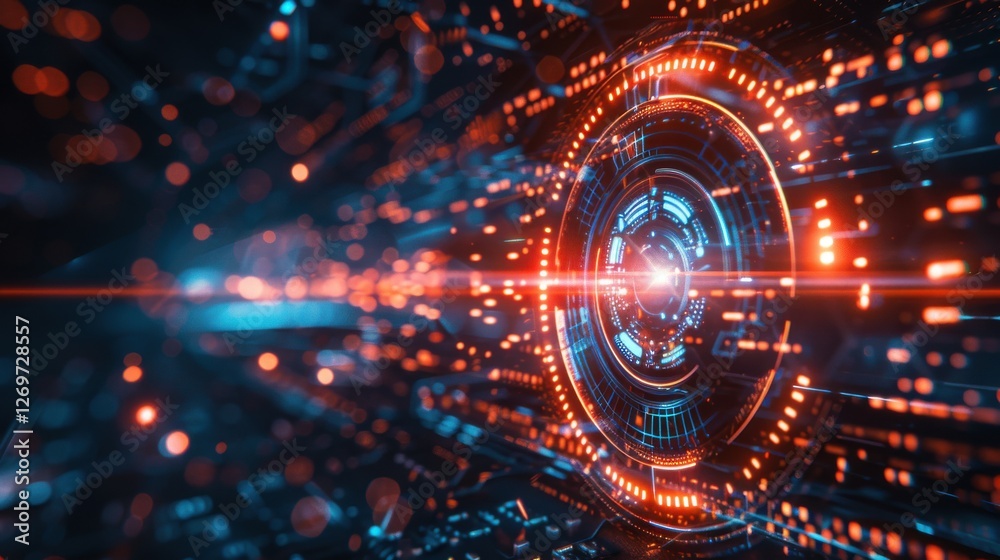 Fototapeta premium Futuristic Digital Science Concept with Glowing Elements and Visual Circuit Patterns for High-Tech Backgrounds