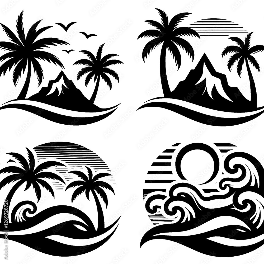 Obraz premium vector illustration of a tropical beach