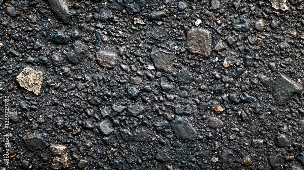 Close-Up Textured Surface of Asphalt Showing Small Pebbles and Stones Close-Up Textured Surface of Asphalt Showing Small Pebbles and Stones