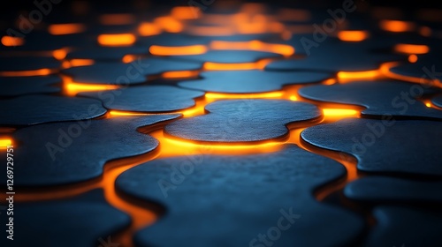 Glowing Interstices, Abstract Dark Forms Illuminated by Intense Light