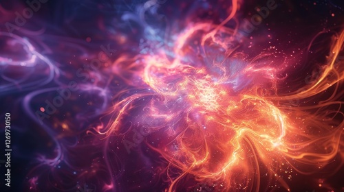 Wallpaper Mural Abstract Cosmic Background with Bright Colors Representing Stellar Phenomena and Energy Waves in Space Torontodigital.ca