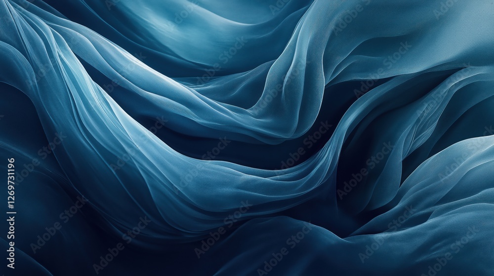 custom made wallpaper toronto digitalElegant flowing blue fabric waves creating a smooth and ethereal texture