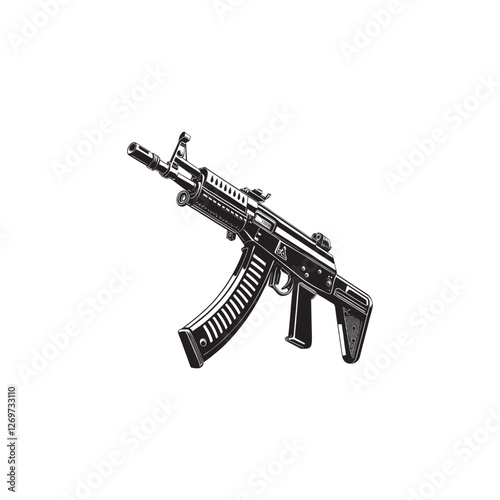  Gun-icon-isolated--machine-gun--firearms--submachine vector art.