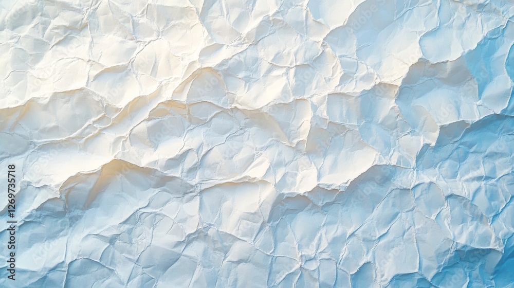 Obraz premium An abstract white crumpled paper texture, intricately patterned with wrinkles, offering a sleek and contemporary background suitable for multiple design projects