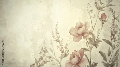 Papier peint fond d'écran floral shabby chic haute résolution avec roses vintage et fond texturé