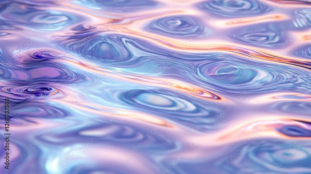 Alluring abstract holographic hologram background with a gleaming metallic foil effect, featuring delicate pastel gradients that fade into intense neon tones