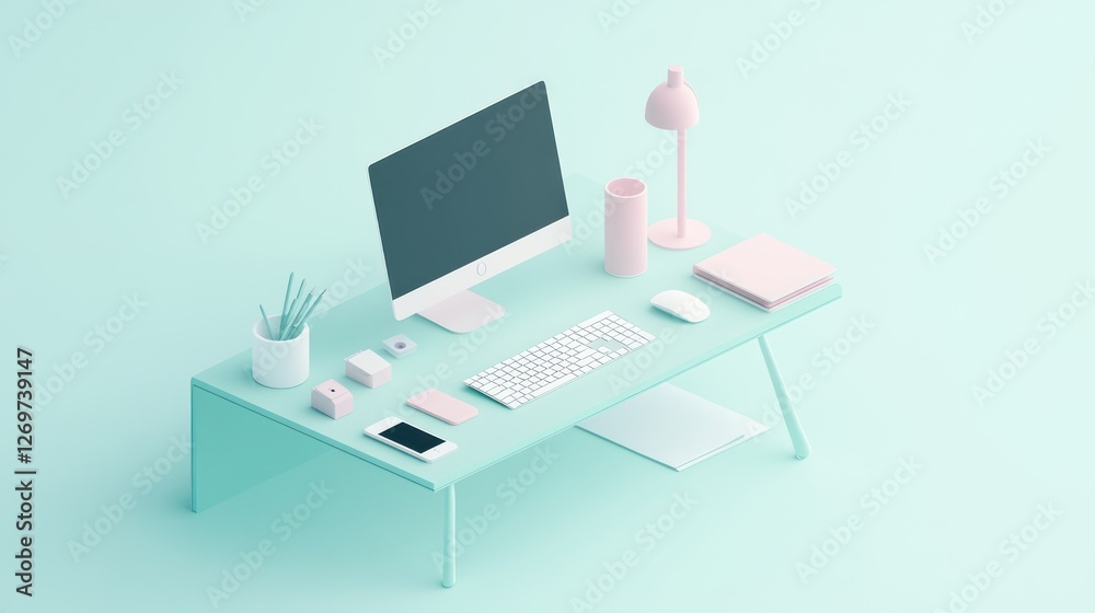 Minimalist Pastel Office Desk Setup Minimalist Pastel Office Desk Setup
