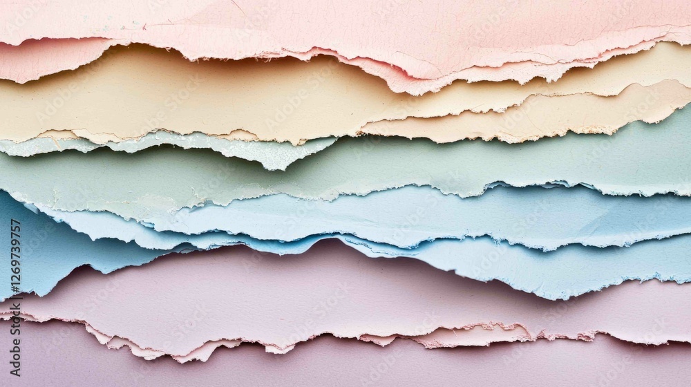 Abstract Composition of Overlapping Paper Layers in Soft Pastel Tones Abstract Composition of Overlapping Paper Layers in Soft Pastel Tones