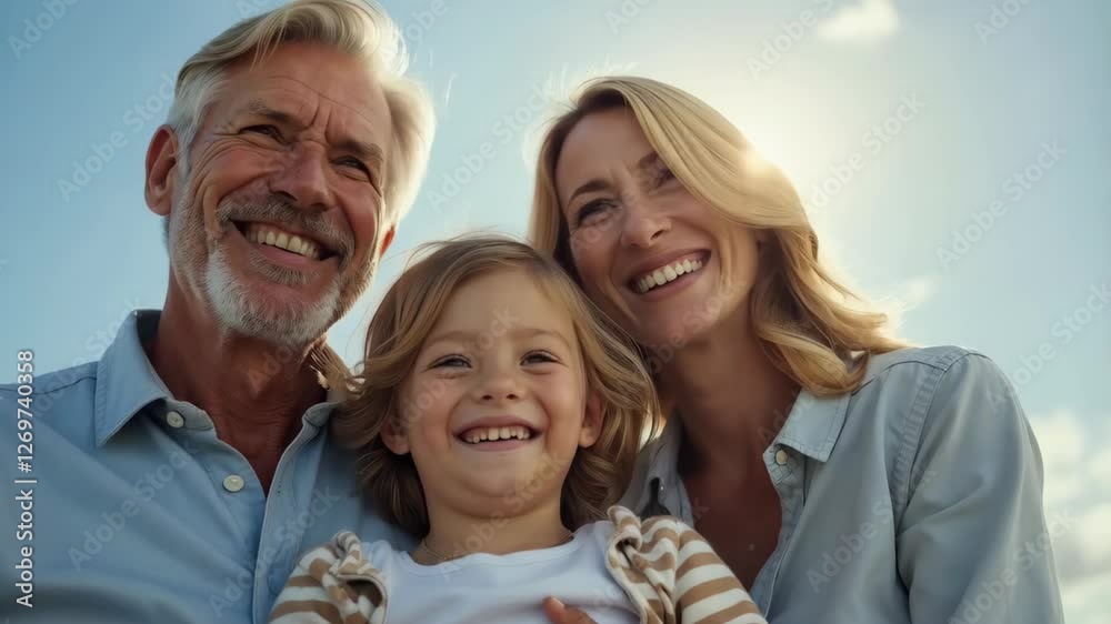Happy multi-generational family teeth toothy smile together under the sunny sky. Tooth healthy lifestyle. Happiness toothy smile. Happy multi-generational family teeth toothy smile together under the sunny sky. Tooth healthy lifestyle. Happiness toothy smile.