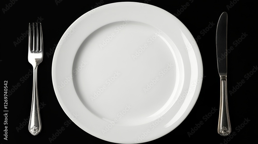 Elegant, minimalist icons of a fork, spoon, and plate in a modern design, suitable for restaurant, cafe, and dining visuals on a clean, sharp background Elegant, minimalist icons of a fork, spoon, and plate in a modern design, suitable for restaurant, cafe, and dining visuals on a clean, sharp background