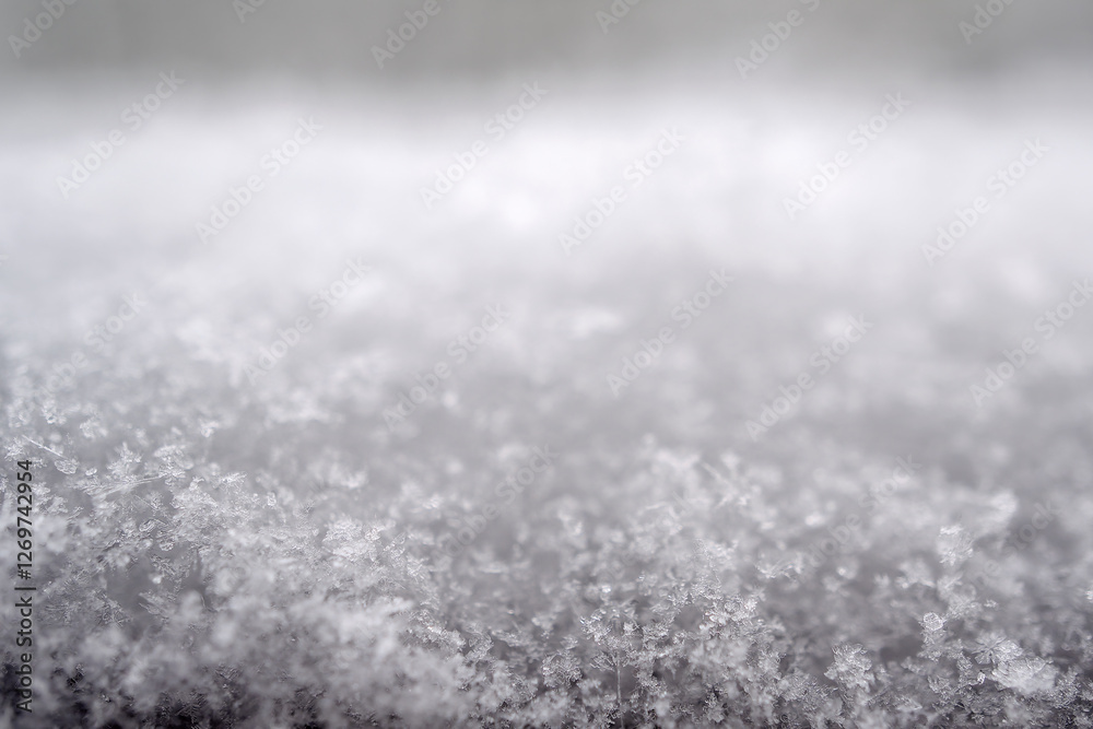 close-up photograph of a snow texture, individual flakes are visible, macro photography taken from different angles and differentiated focus close-up photograph of a snow texture, individual flakes are visible, macro photography taken from different angles and differentiated focus