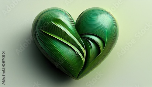 a close up of a green heart shaped object on a white surface generative ai