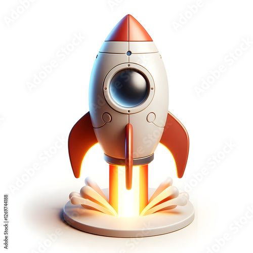 A 3D rocket icon , Isolated on a white background 4