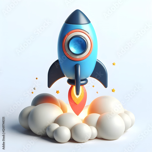 A 3D rocket icon , Isolated on a white background 4