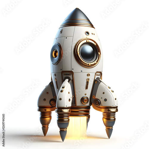 A 3D rocket icon , Isolated on a white background 4