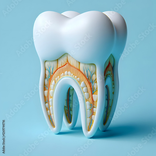 A 3D Teeth , Isolated on a lite blue background1