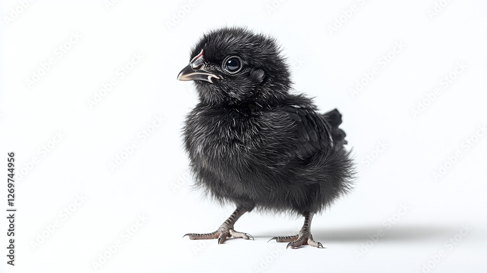Fototapeta premium Black chicken collection (portrait, profile, standing), animal bundle isolated on a white background as white jpg.