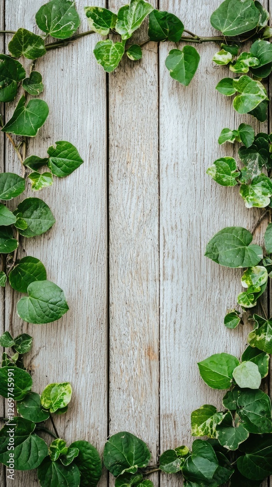 Greenery framing weathered wood Greenery framing weathered wood