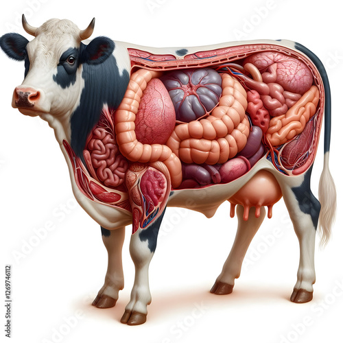 Anatomy cow organs hi-res photo, Isolated on a white background 3