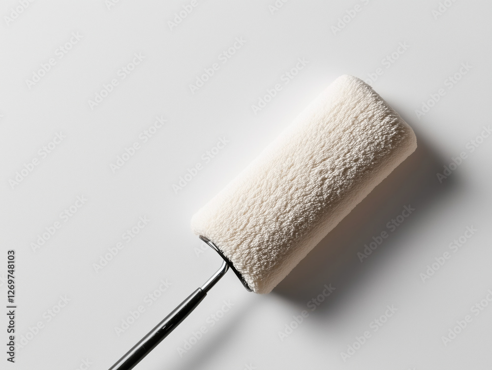Obraz premium Thick Cover Paint Roller for Smooth Wall Finishes - Transparent Background for Easy Visibility, Perfect for DIY and Professional Painters on Various Surfaces