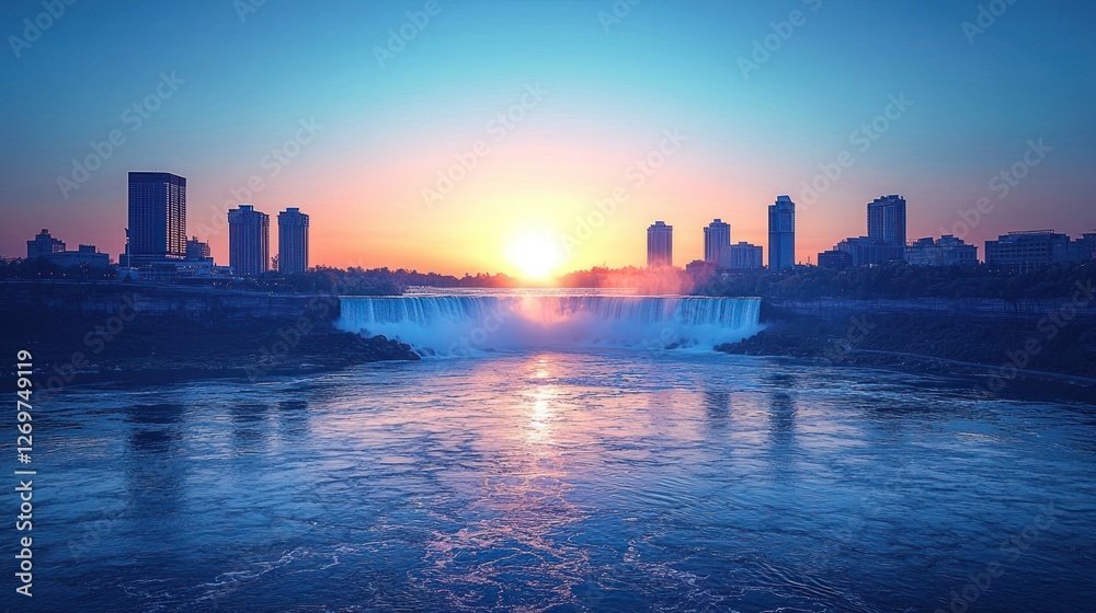 Obraz premium Niagara Falls sunrise cityscape skyline view