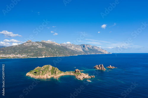 The islands Isola dell Ogliastra in Lotzorai in Europe, Italy, Sardinia, Lotzorai, in summer, on a sunny day.