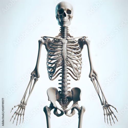 Full human body skeleton hi-res photo, Isolated on a white background 