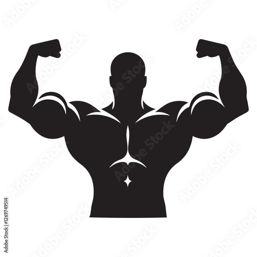 Bodybuilder Silhouette Vector Art for Gym Fitness and Muscle Training