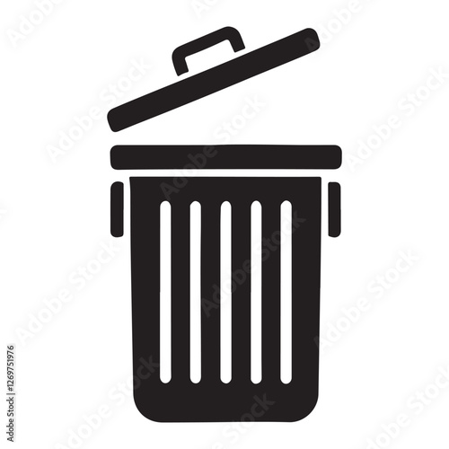 Simple Trash Can Silhouette Illustration for Waste Disposal Concepts