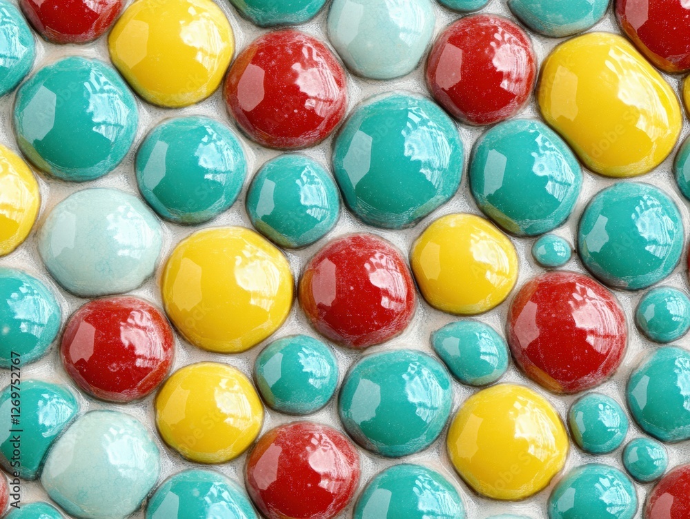 Bubble wrap-inspired abstract texture with glossy, colourful spheres in high contrast Bubble wrap-inspired abstract texture with glossy, colourful spheres in high contrast