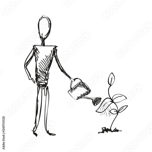 Man water cartoon sketching design