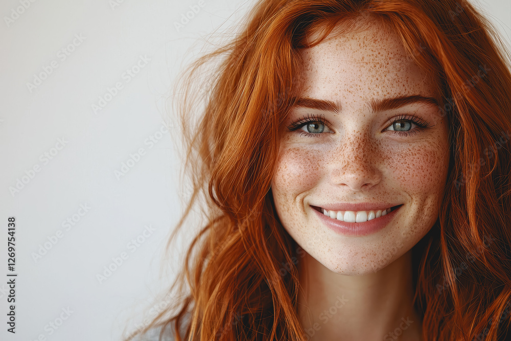 Woman with curly hair smiling while standing in a sunlit outdoor environment with greenery in the background Woman with curly hair smiling while standing in a sunlit outdoor environment with greenery in the background