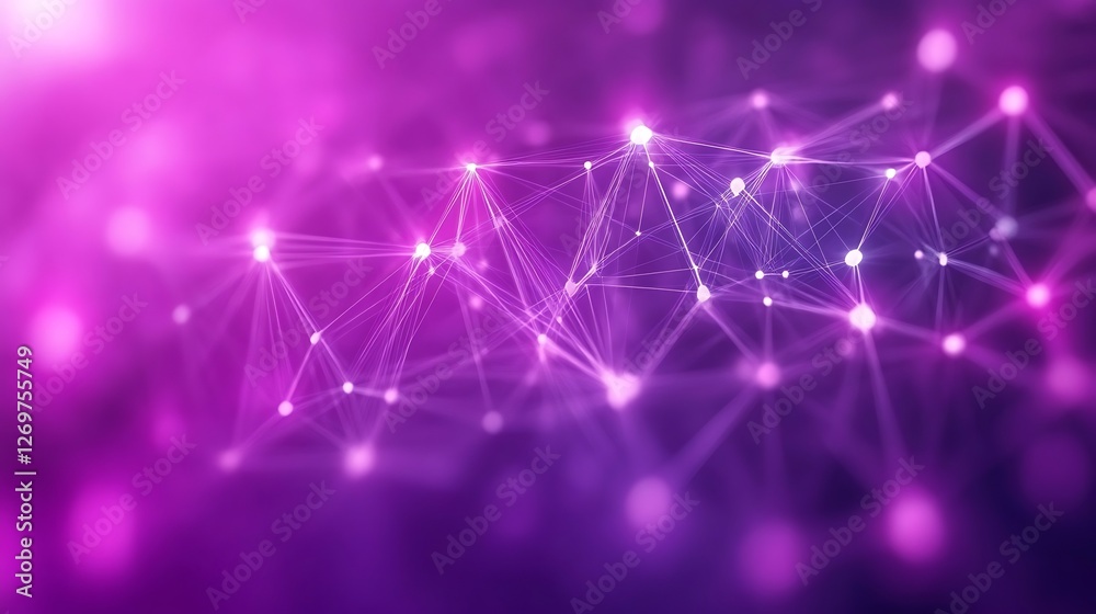 Abstract Purple Network, Interconnected Nodes and Data Flow Visualisation Abstract Purple Network, Interconnected Nodes and Data Flow Visualisation