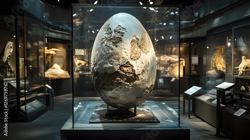 Fototapeta Naklejka Na Ścianę i Meble -  Dinosaur egg fossils displayed in the Natural History Museum